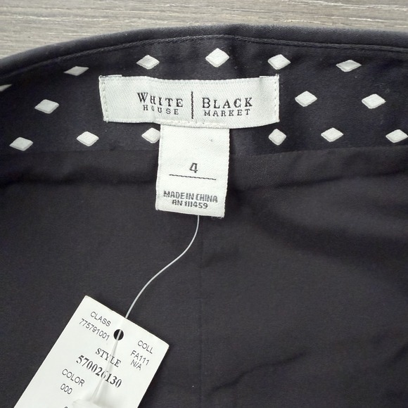 White House Black Market Black White Diamond Bow Waist Pencil Skirt Size 4 NWT - Picture 2 of 8